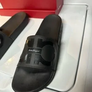 Salvatore Ferragamo BLACK Nero 2 Pool Slide Sandals Size 13 Ferragamo Men main image 4